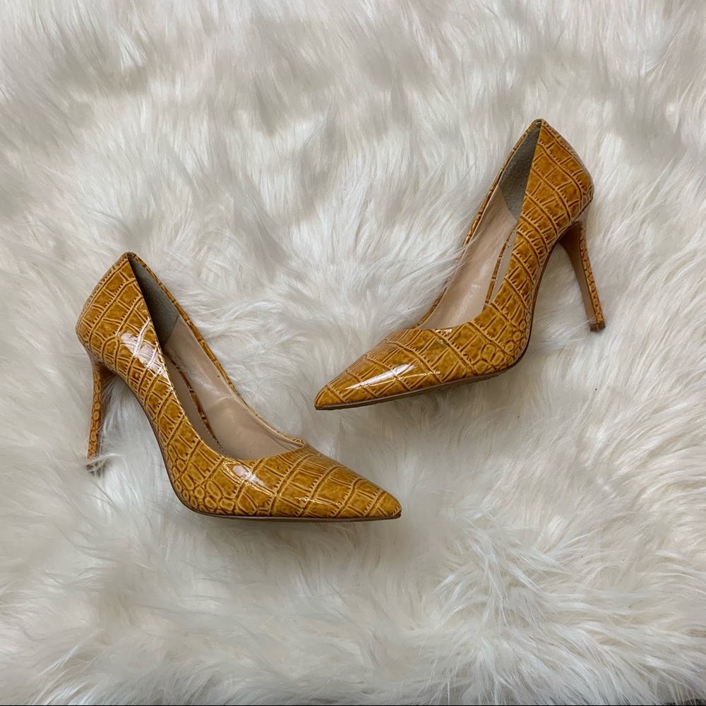 Vince Camuto | Mustard Heels with Pointed Toe